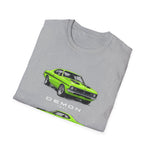 1971 Demon Green Classic Muscle Car T-Shirt | Vintage Coupe Illustration