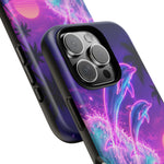 Neon Dolphin Ocean Vaporwave Art Tough Phone Case