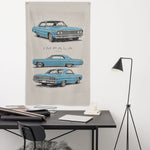 1964 Impala Light Blue Banner 34x56 Garage Man Cave Wall Decor Car Guy Gift