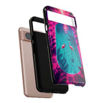 Neon Flamingo Pool Vaporwave Art Tough Phone Case