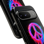 Glitch Peace Sign Phone Case, RGB Melt Digital Art Tough Cover, Gift
