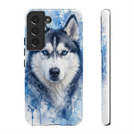Husky Watercolor Art Tough Phone Case - Icy Blue Dog Portrait