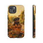 Rottweiler Puppy in Flower Pot Tough Case | Floral Dog Phone Cover