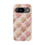Silk Rose Phone Case, Blush Pink Floral Pattern Tough Cover, Gift