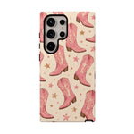 Pink Cowboy Boots phone case | Western pattern | Pastel stars