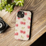 Pink Cherry Pattern Phone Case | Cute Retro Fruit Design