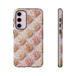Silk Rose Phone Case, Blush Pink Floral Pattern Tough Cover, Gift