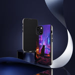 Lo-Fi Cat Neon Rain Window Vaporwave Art Tough Phone Case