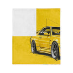 Yellow Skyline GTR Illustration Blanket | R34 Trio Velveteen Microfiber