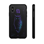 Glitch Owl Silhouette Art Tough Phone Case - Violet Teal