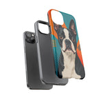 Boston Terrier Pop-Art Portrait Tough Phone Case - Teal Orange