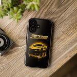 Z06 Corvette Phone Case, Yellow Neon Chrome Studio Cover