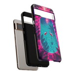 Neon Flamingo Pool Vaporwave Art Tough Phone Case