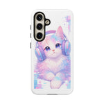 Pastel Cat Phone Case, Headphones Glitch Color Block Cover