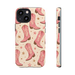 Pink Cowboy Boots phone case | Western pattern | Pastel stars