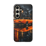 Orange Daytona Phone Case, Rainy City Night Muscle Car Tough Cover