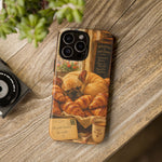 Sleeping French Bulldog with Croissants phone case | cute bakery scene