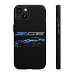 Blue C7 Z06 Sports Car Tough Phone Case Track Style Cover Gift