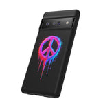 Glitch Peace Sign Phone Case, RGB Melt Digital Art Tough Cover, Gift