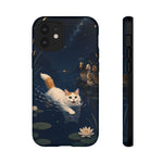 Turkish Van Swimming Cat Tough Case | Whimsical Night Pond, Lily Pads, Ducks