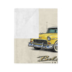 1955 Yellow Chevy Bel Air Illustration Blanket | Vintage Car Throw