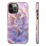 Cherub Cloud Throne Phone Case, Pastel Marble 3D Render Cover