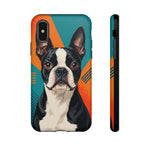 Boston Terrier Pop-Art Portrait Tough Phone Case - Teal Orange