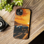 Vintage Cobra 427 Roadster phone case | Sunset racecar beach scene