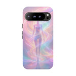 Pastel Aura Phone Case, Swirling Silhouette 3D Cover, Gift