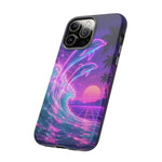 Neon Dolphin Ocean Vaporwave Art Tough Phone Case