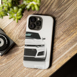White Camaro Phone Case, ZL1 American Muscle Car Tough Cover for Men