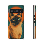 Siamese Cat Retro Halftone Portrait Case - Orange Teal Print