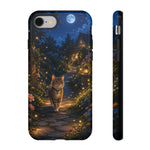 Moonlit Garden Cat Phone Case, Firefly Painterly Art Cover
