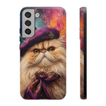 Persian Cat Beret Portrait Tough Phone Case - Painterly