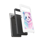Pastel Panda Phone Case, Glitch Color Block Cover