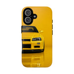Yellow Skyline Phone Case, R34 GTR 90s JDM Legend Tough Cover for Men Gift