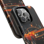 Orange Cuda Phone Case, Rainy City Night Muscle Car Tough Cover