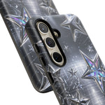 Holographic Silver Stars Grid phone case | Tough Cover