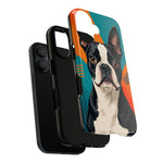 Boston Terrier Pop-Art Portrait Tough Phone Case - Teal Orange
