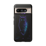 Glitch Owl Silhouette Art Tough Phone Case - Violet Teal