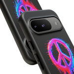 Glitch Peace Sign Phone Case, RGB Melt Digital Art Tough Cover, Gift
