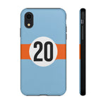 Copy of Blue Orange Number 20 Retro Racing Stripe Tough Phone Case Cover
