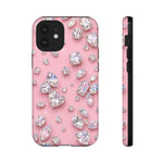 Pink Rhinestone Diamond Pattern Phone Case | Sparkle Gem Print