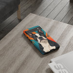 Boston Terrier Pop-Art Portrait Tough Phone Case - Teal Orange