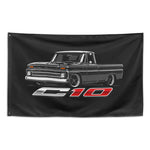 1964 1965 1966 C10 Wall Flag Banner 34x56 Black Lowered Classic Truck