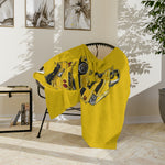 Yellow Skyline GTR Illustration Blanket | R34 Trio Velveteen Microfiber