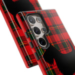 Scottish Terrier Silhouette Plaid Art Tough Phone Case