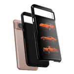 C3 Corvette Art Phone Case Orange, Three-View Vector Cover, Gift
