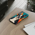 Boston Terrier Pop-Art Portrait Tough Phone Case - Teal Orange