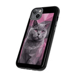 British Shorthair Geometric Portrait Tough Phone Case - Pink Gray Poly